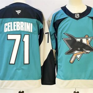 San Jose Sharks #71 Macklin Celebrini Teal 2025 Alternate Stitched Jersey