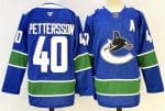 Vancouver Canucks #40 Elias Pettersson Royal 2024-25 With A Patch Home Stitched Jersey