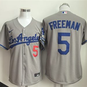 Los Angeles Dodgers #5 Freddie Freeman Gray Cool Base Stitched Jersey