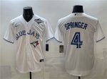 Toronto Blue Jays #4 George Springer White 2025 World Series Home Cool Base Stitched Jersey