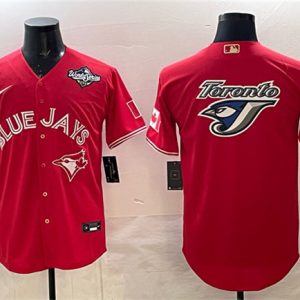 Toronto Blue Jays Team Big Logo Red 2025 World Series Home Cool Base Stitched Jersey