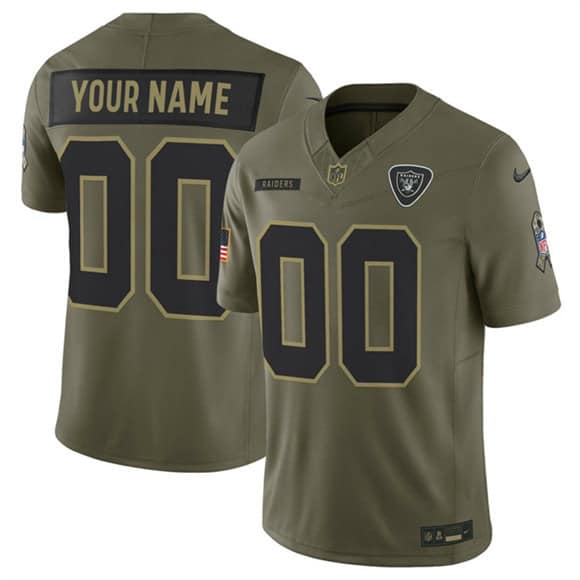 Las Vegas Raiders Custom Olive 2025 F.U.S.E. Salute to Service Limited Stitched Jersey