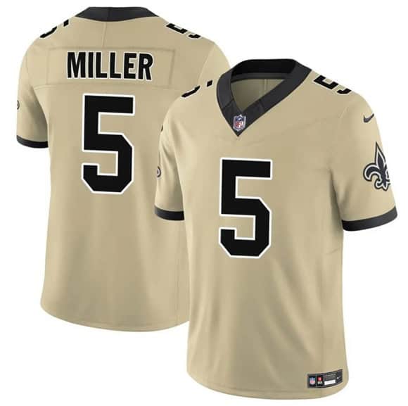 New Orleans Saints #5 Kendre Miller Gold 2025 F.U.S.E. Alternate Vapor Limited Stitched Jersey