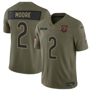 Chicago Bears #2 D.J. Moore Olive 2025 Salute to Service Limited Stitched Jersey