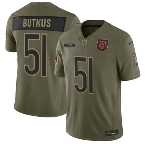Chicago Bears #51 Dick Butkus Olive 2025 Salute to Service Limited Stitched Jersey
