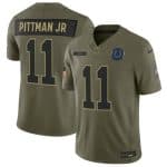 Indianapolis Colts #11 Michael Pittman Jr. Olive 2025 Salute to Service Limited Stitched Jersey