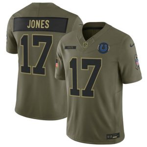 Indianapolis Colts #17 Daniel Jones Olive 2025 Salute to Service Limited Stitched Jersey