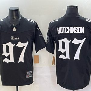 Detroit Lions #97 Aidan Hutchinson Black 2025 F.U.S.E. 'Gothic Motor Grit Edition' Vapor Limited Stitched Jersey