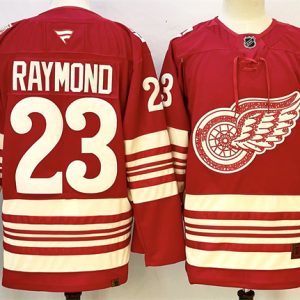 Detroit Red Wings #23 Lucas Raymond Red 2025-26 Centennial Premium Stitched Jersey