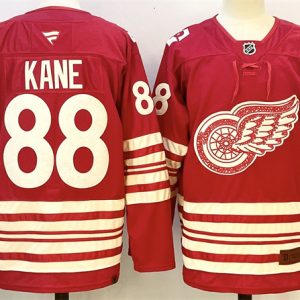 Detroit Red Wings #88 Patrick Kane Red 2025-26 Centennial Premium Stitched Jersey