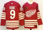 Detroit Red Wings #9 Gordie Howe Red 2025-26 With C Patch Centennial Premium Stitched Jersey
