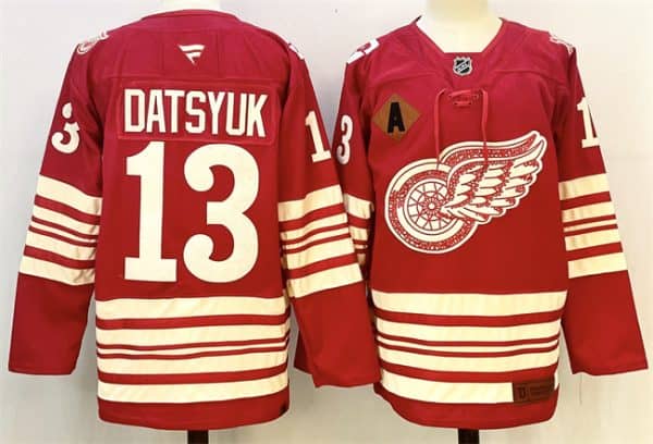 Detroit Red Wings #13 Pavel Datsyuk Red 2025-26 With A Patch Centennial Premium Stitched Jersey