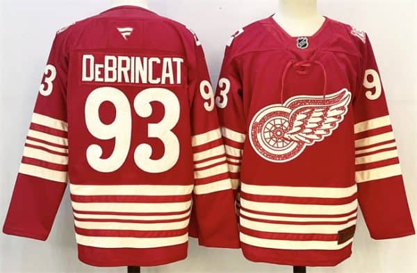 Detroit Red Wings #93 Alex DeBrincat Red 2025-26 Centennial Premium Stitched Jersey