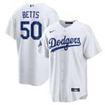 Los Angeles Dodgers #50 Mookie Betts White 2025 World Series Champions Stitched Jersey