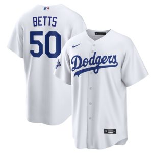 Los Angeles Dodgers #50 Mookie Betts White 2025 World Series Champions Stitched Jersey