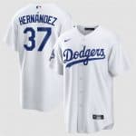 Los Angeles Dodgers #37 Teoscar Hern¨¢ndez White 2025 World Series Champions Stitched Jersey
