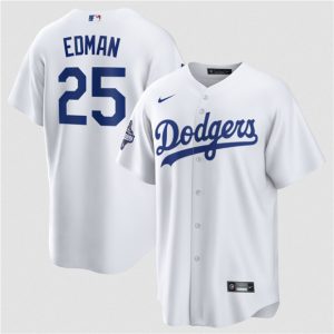 Los Angeles Dodgers #25 Tommy Edman White 2025 World Series Champions Stitched Jersey