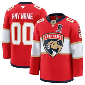Florida Panthers Custom Red Home 2025 Stanley Cup Champions Patch Stitched Jersey