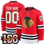Chicago Blackhawks Custom Red 2025 Home 100th Anniversary Stitched Jersey