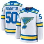 St.Louis Blues #50 Jordan Binnington White 2024-25 Away Stitched Jersey
