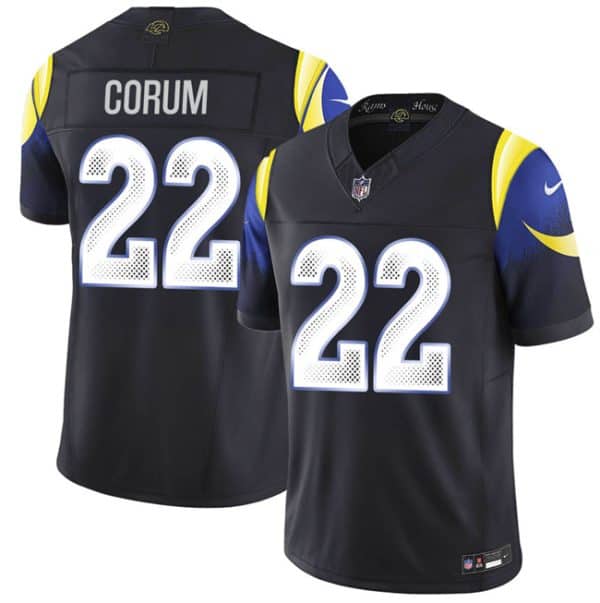 Los Angeles Rams #22 Blake Corum midnight blue 2025 F.U.S.E. ¡°Rivalries¡± Vapor Limited Stitched Jersey