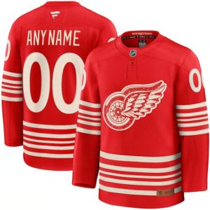 Detroit Red Wings Custom Red 2025 Centennial Premium Stitched Jersey