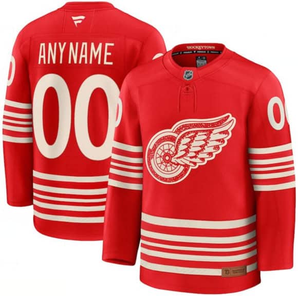 Detroit Red Wings Custom Red 2025 Centennial Premium Stitched Jersey