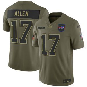 Buffalo Bills #17 Josh Allen Olive 2025 Salute to Service Limited Stitched Jersey