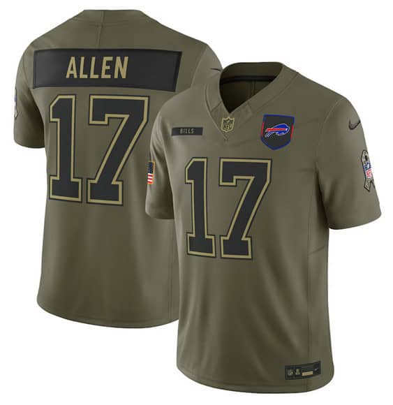 Buffalo Bills #17 Josh Allen Olive 2025 Salute to Service Limited Stitched Jersey