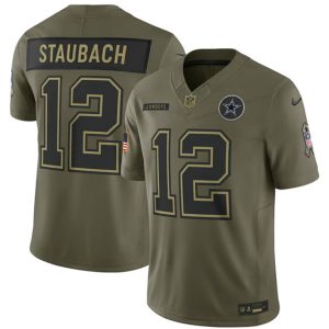 Dallas Cowboys #12 Roger Staubach Olive 2025 Salute to Service Limited Stitched Jersey