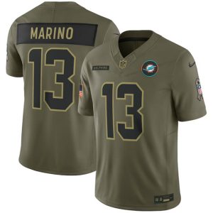Miami Dolphins #13 Dan Marino Olive 2025 Salute to Service Limited Stitched Jersey