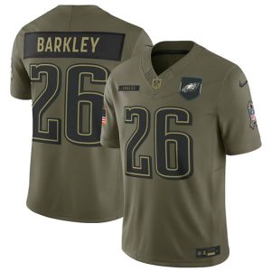Philadelphia Eagles #26 Saquon Barkley Olive 2025 Salute to Service Limited Stitched Jersey