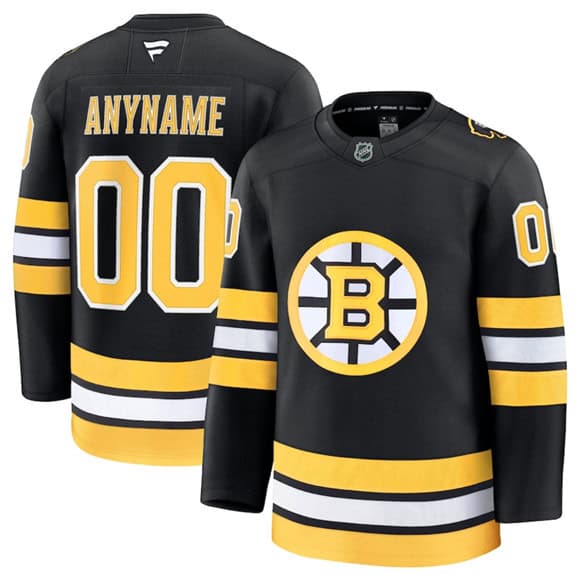 Boston Bruins Custom Black 2025 Home Stitched Jersey