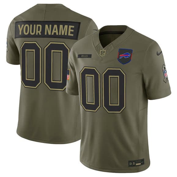 Buffalo Bills Custom Olive 2025 Salute to Service Limited Stitched Jersey