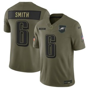 Philadelphia Eagles #6 DeVonta Smith Olive 2025 Salute to Service Limited Stitched Jersey