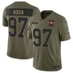 San Francisco 49ers #97 Nick Bosa Olive 2025 Salute to Service Limited Stitched Jersey