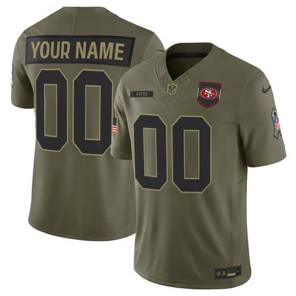 San Francisco 49ers Custom Olive 2025 Salute to Service Limited Stitched Jersey
