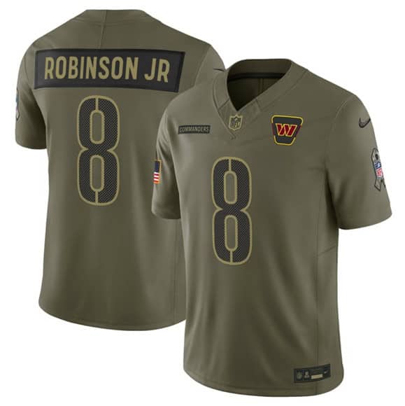 Washington Commanders #8 Brian Robinson Jr. Olive 2025 Salute to Service Limited Stitched Jersey