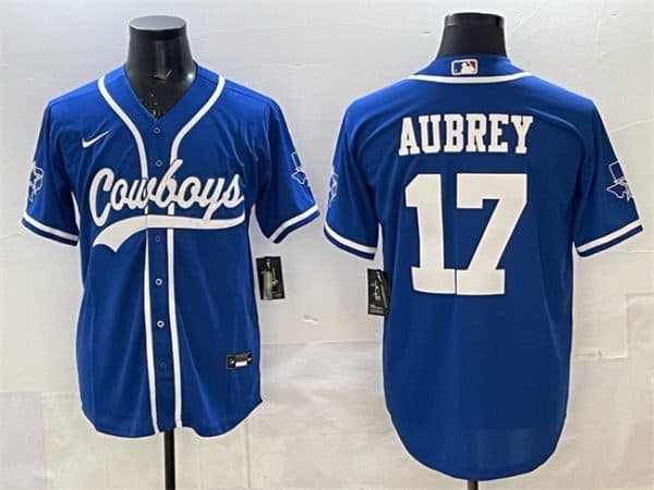 Dallas Cowboys #17 Brandon Aubrey Blue Cool Base Stitched Jersey