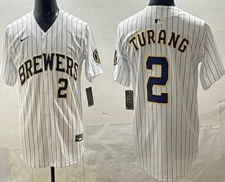 Milwaukee Brewers #2 Brice Turang White Limited Jersey