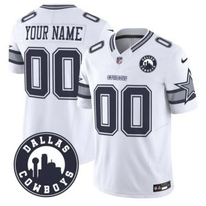 Dallas Cowboys Custom White 2025 F.U.S.E Dallas City Patch Vapor Untouchable Limited Stitched Game Jersey