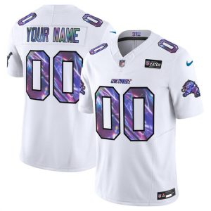 Detroit Lions Custom White 2025 Crucial Catch F.U.S.E. Vapor Limited Stitched Jersey