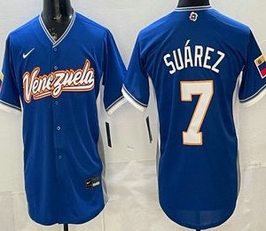 Venezuela #7 Eugenio Suarez Blue 2026 World Classic Cool Base Jersey