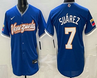 Venezuela #7 Eugenio Suarez Blue 2026 World Classic Cool Base Jersey