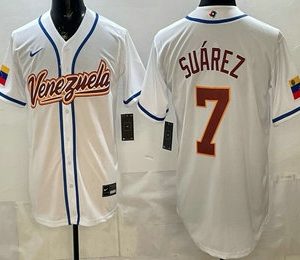 Venezuela #7 Eugenio Suarez White 2026 World Classic Cool Base Jersey
