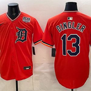 Detroit Tigers #13 Dillon Dingler Orange 2026 Alternate USA 250' Patch Vapor Premier Limited Stitched Jersey