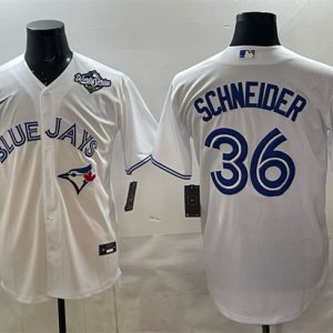 Toronto Blue Jays #36 Davis Schneider White 2025 World Series Home Cool Base Stitched Jersey