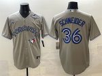 Toronto Blue Jays #36 Davis Schneider Gray 2025 World Series Cool Base Stitched Jersey