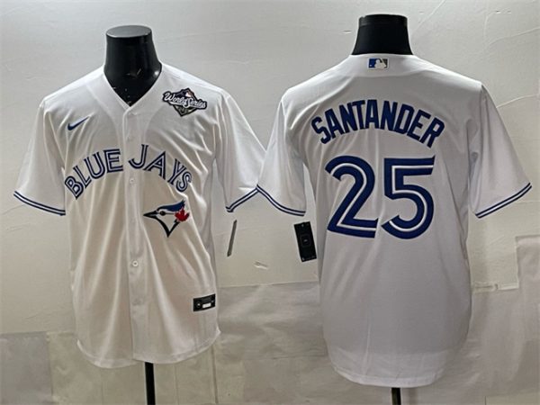 Toronto Blue Jays #25 Anthony Santander White 2025 World Series Home Cool Base Stitched Jersey