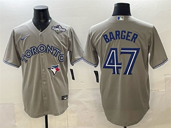 Toronto Blue Jays #47 Addison Barger Gray 2025 World Series Cool Base Stitched Jersey